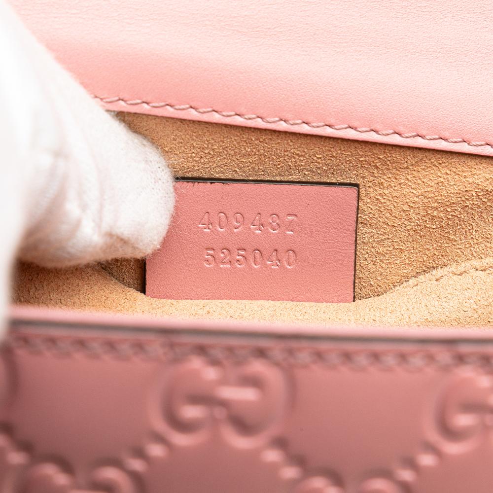 Gucci B Gucci Pink Calf Leather Small Guccissima Padlock Crossbody Italy