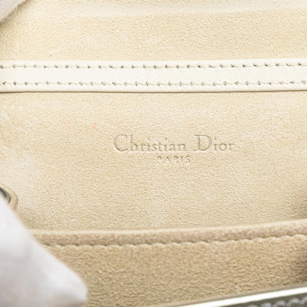 Christian Dior B Dior Silver Calf Leather Metallic Studded skin Vertical Diorama Italy