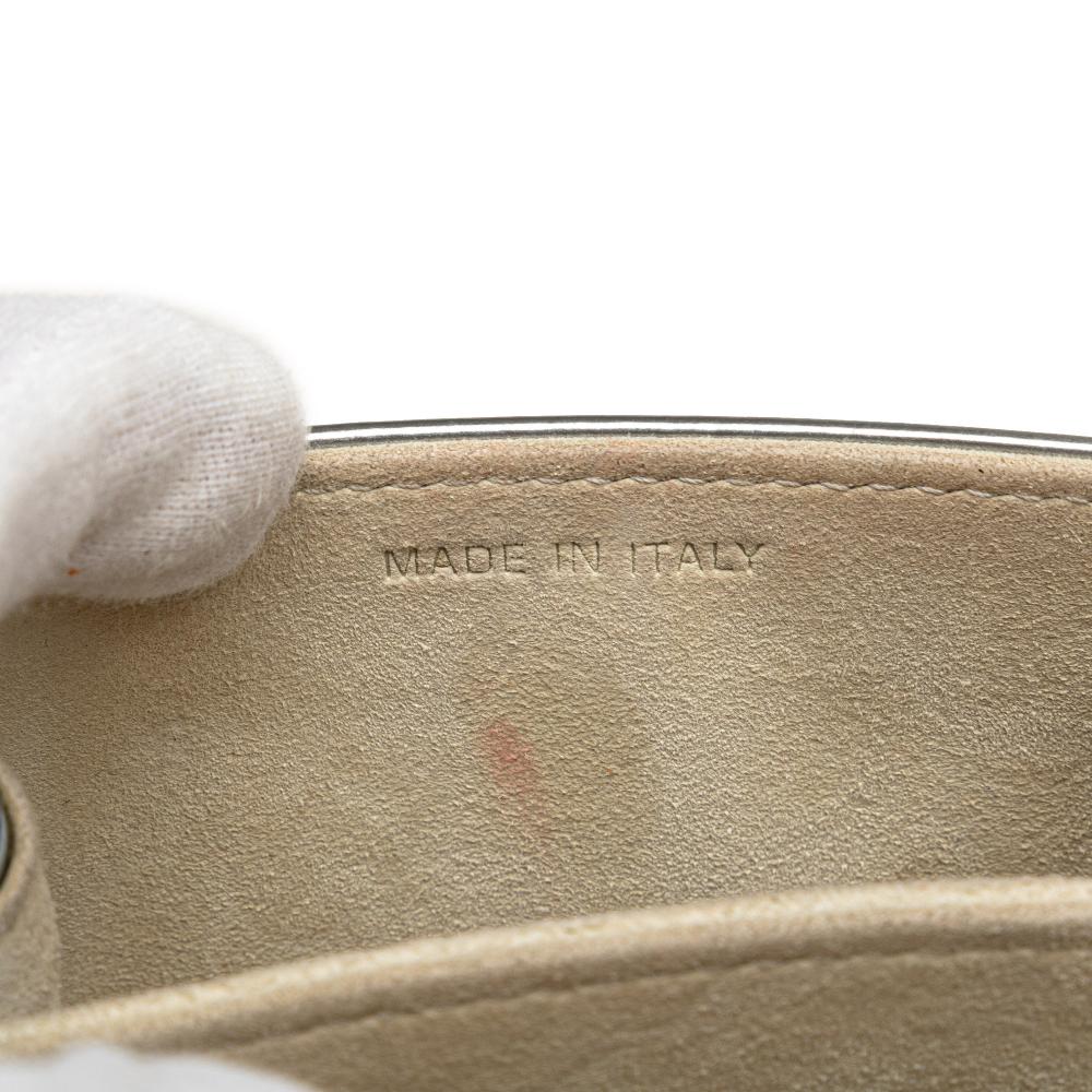 Christian Dior B Dior Silver Calf Leather Metallic Studded skin Vertical Diorama Italy