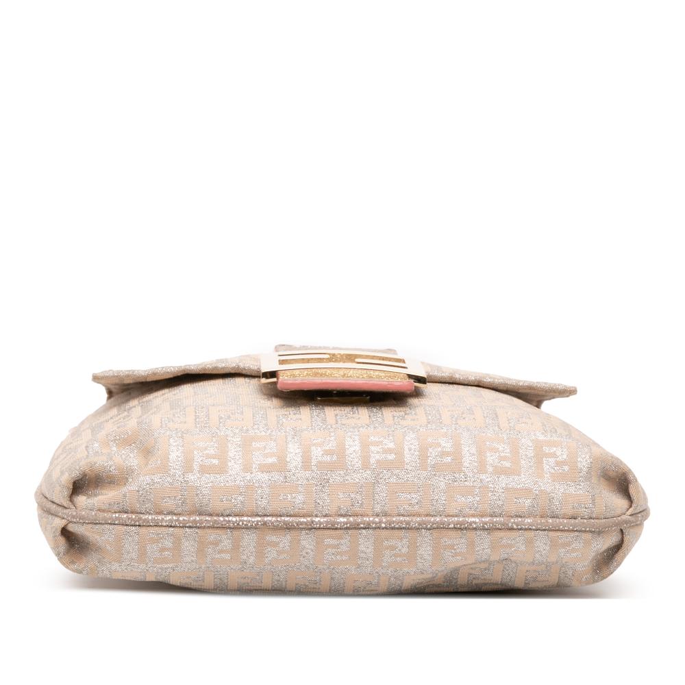 Fendi B Fendi Gold Canvas Fabric Zucchino Metallic Flap Crossbody Italy