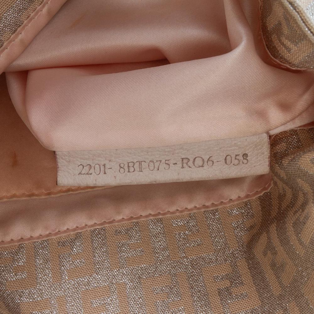 Fendi B Fendi Gold Canvas Fabric Zucchino Metallic Flap Crossbody Italy