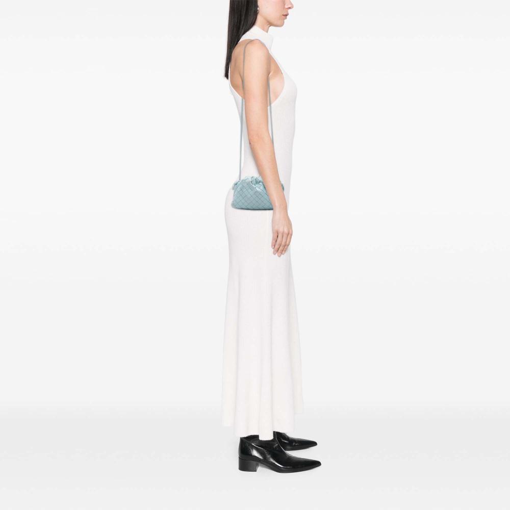 Bottega Veneta Blue Nappa Intrecciato The Mini Pouch Crossbody Italy