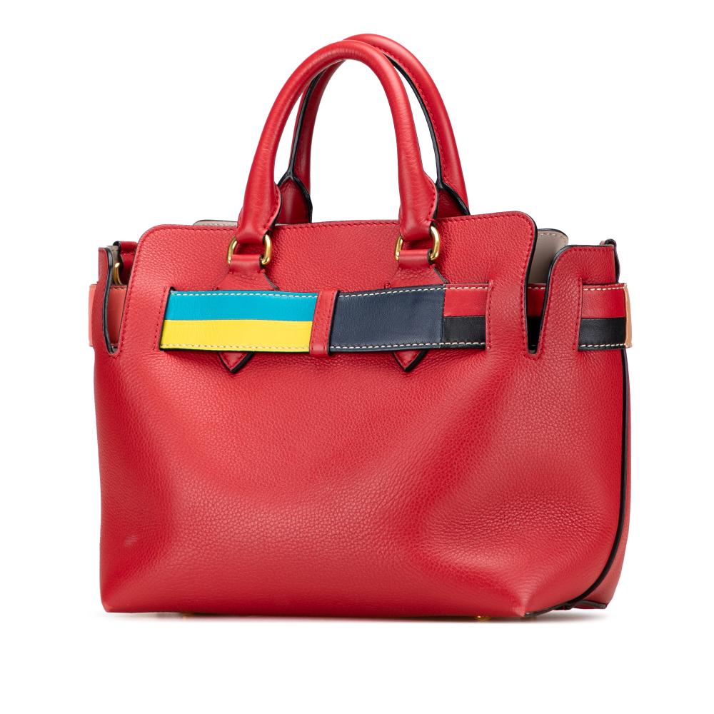 Burberry B Burberry Red Calf Leather Small Grained skin Belt Satchel Italy