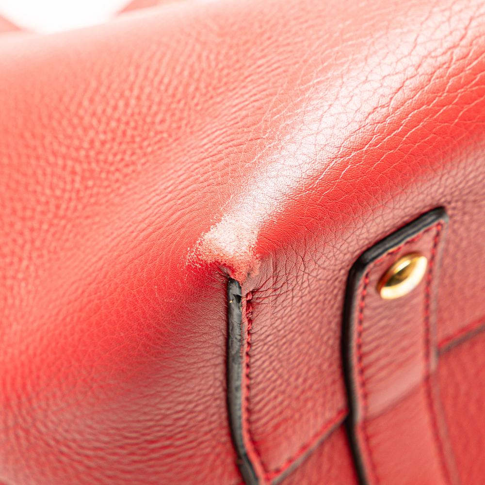 Burberry B Burberry Red Calf Leather Small Grained skin Belt Satchel Italy