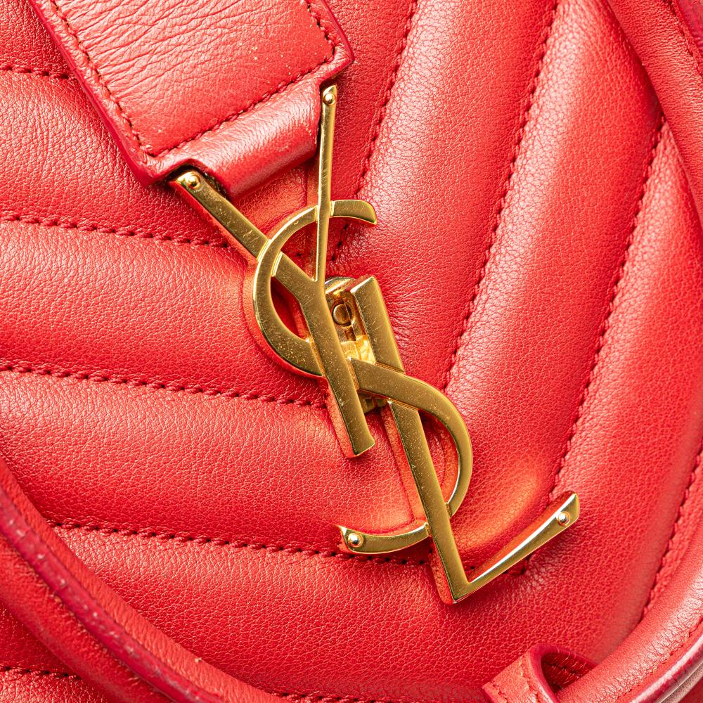 Saint Laurent B Saint Laurent Red Calf Leather Small Chevron skin Monogram Cabas Satchel Italy