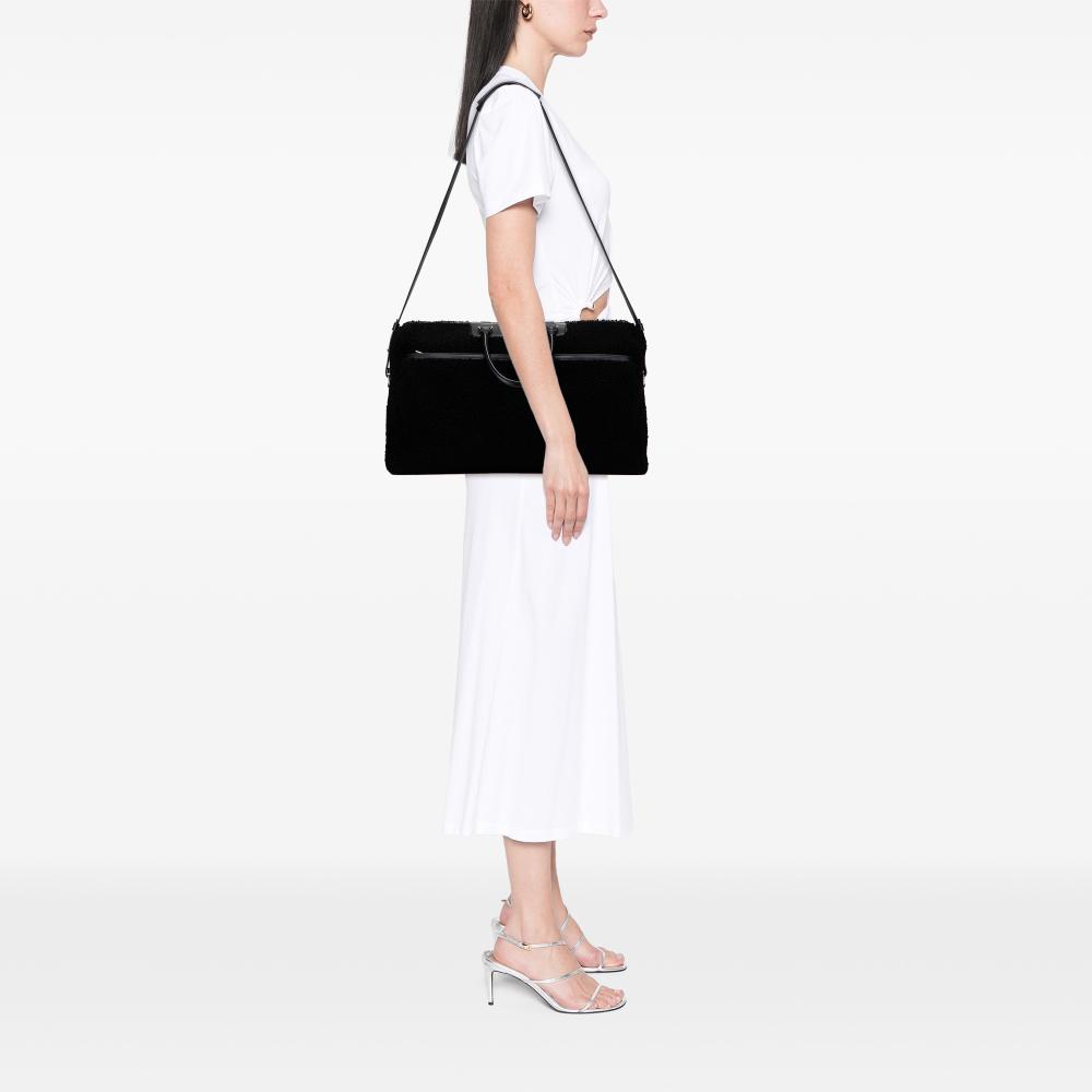 Saint Laurent B Saint Laurent Black Fur Natural Material Shearling Travel Bag Italy