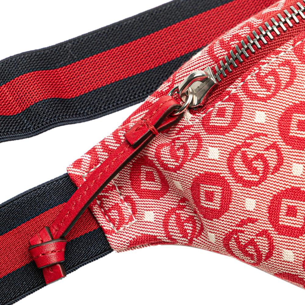 Gucci AB Gucci Red Canvas Fabric Kids GG Supreme Stars Web Belt Bag Italy