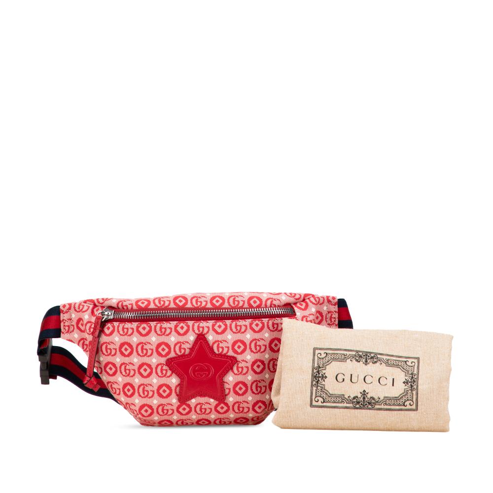 Gucci AB Gucci Red Canvas Fabric Kids GG Supreme Stars Web Belt Bag Italy