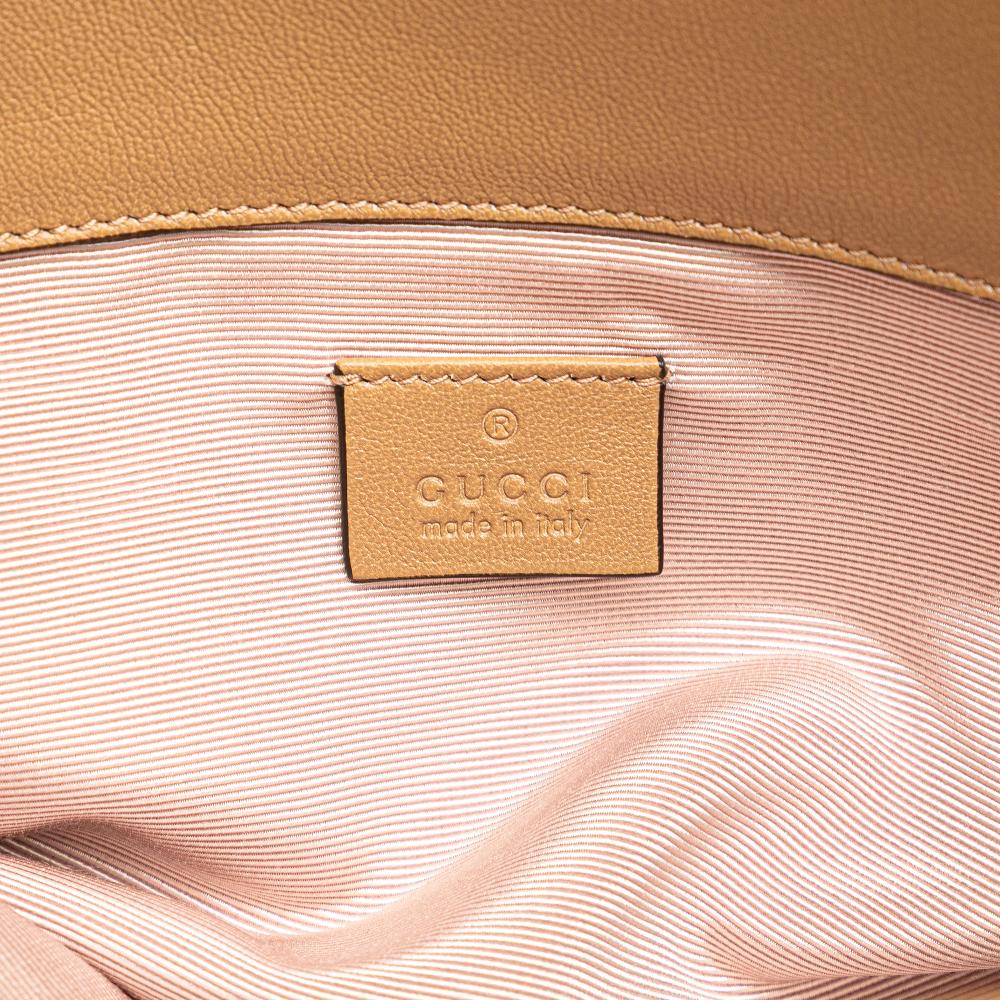 Gucci AB Gucci Brown Camel Calf Leather Small Linea Matisse Satchel Italy