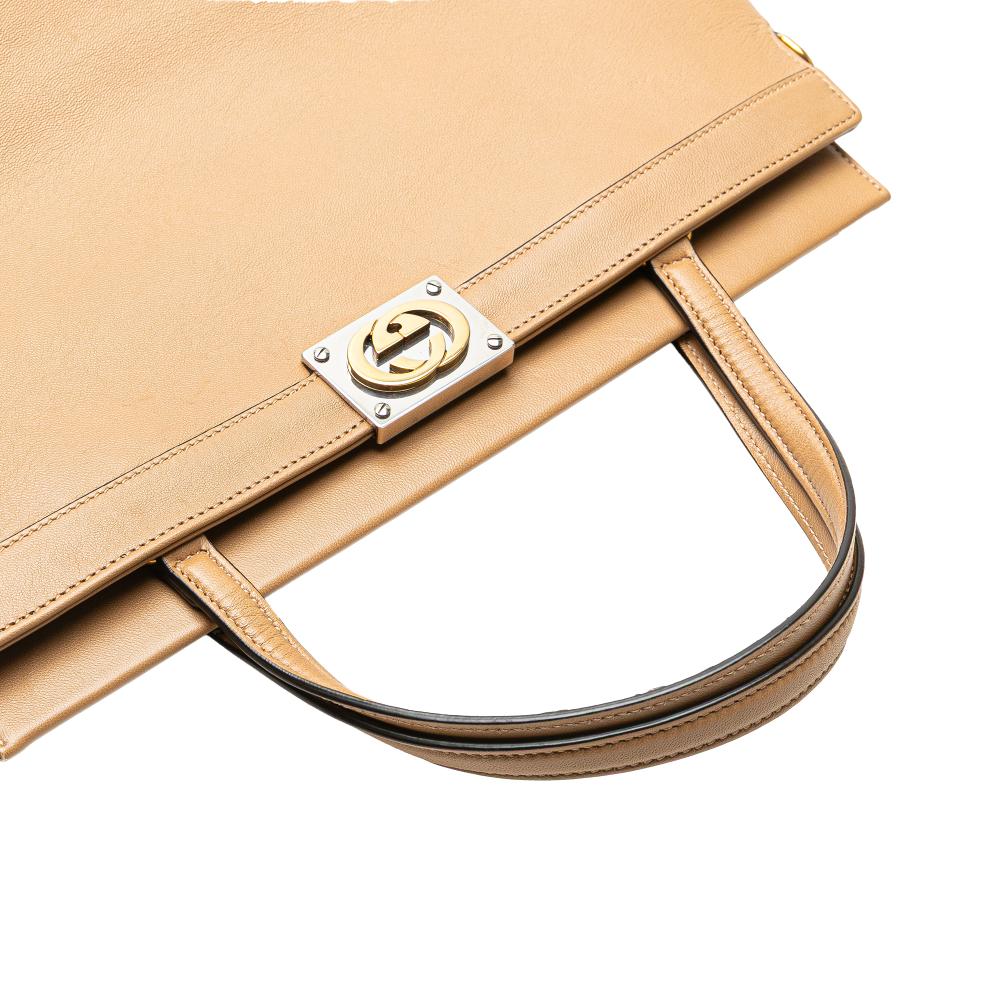 Gucci AB Gucci Brown Camel Calf Leather Small Linea Matisse Satchel Italy