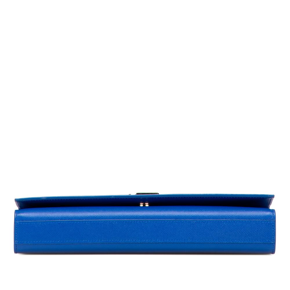 Saint Laurent AB Saint Laurent Blue Calf Leather Grain de Poudre Monogram Cassandre Clutch Italy