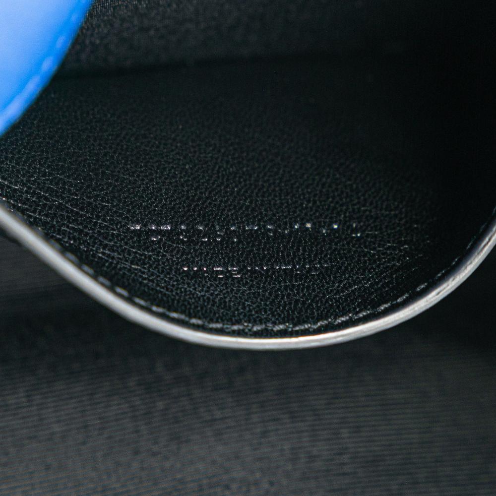 Saint Laurent AB Saint Laurent Blue Calf Leather Grain de Poudre Monogram Cassandre Clutch Italy