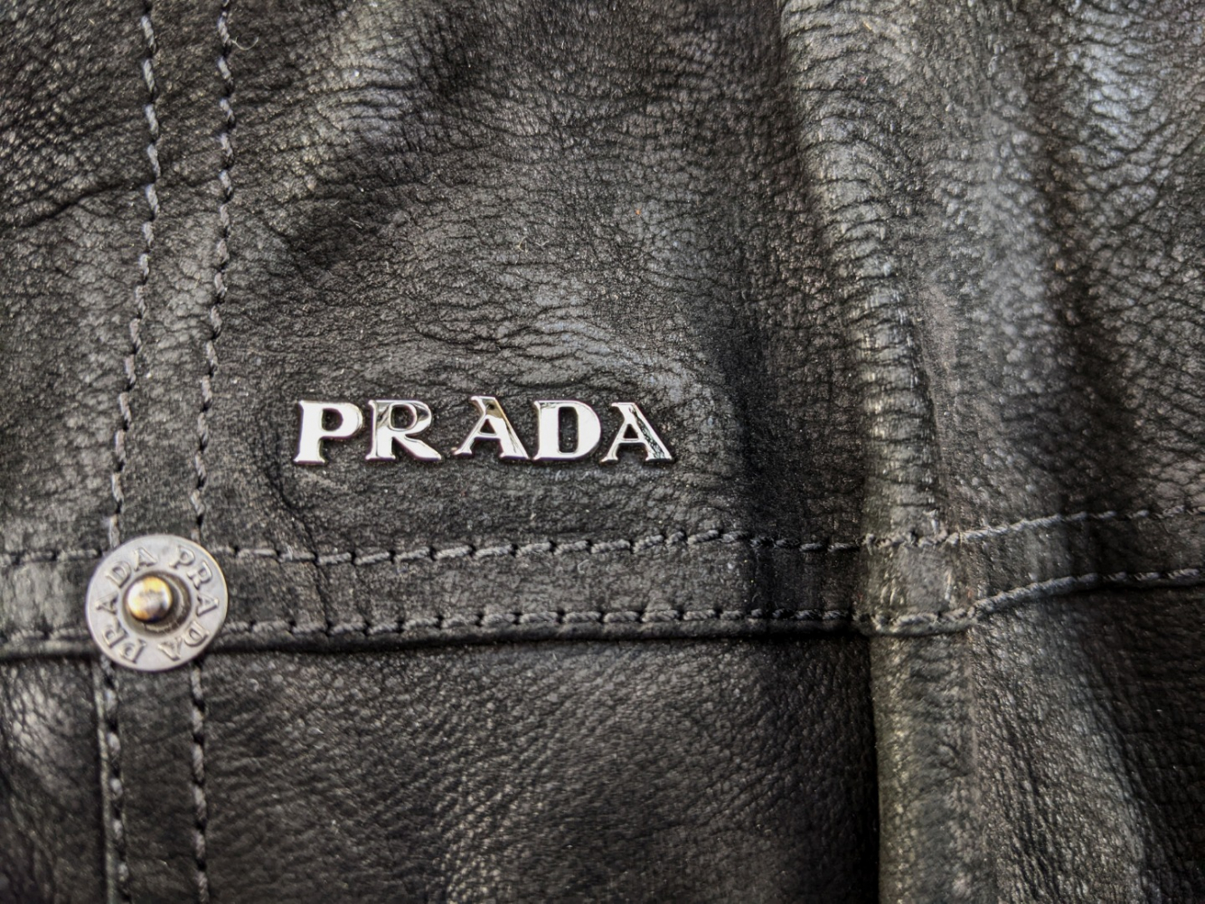 Prada Black leather flat boots, used look 39