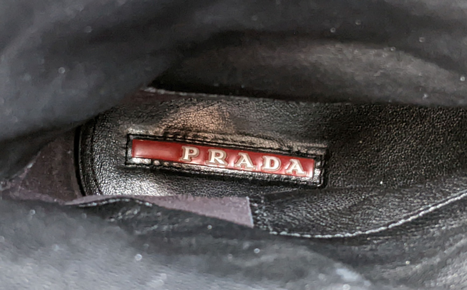 Prada Black leather flat boots, used look 39