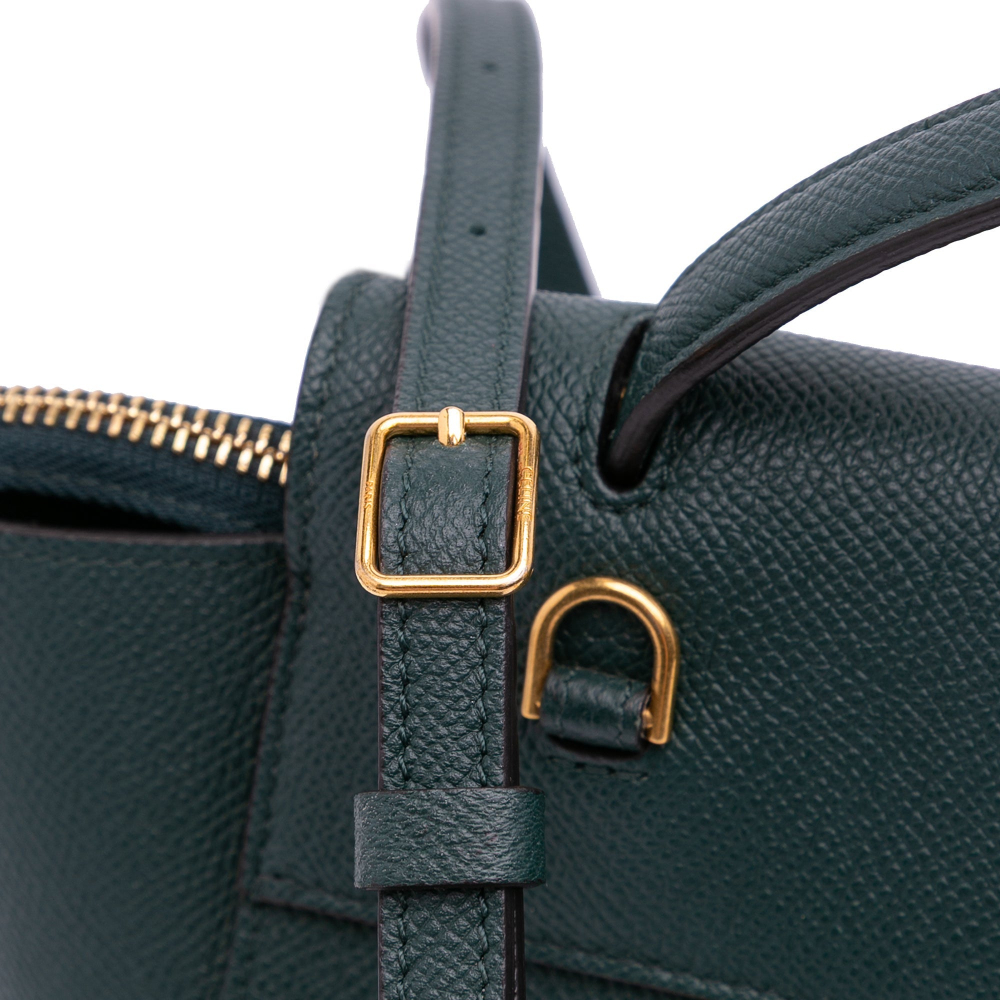 Celine Belt Bag Nano Grained Calfskin Leather Tote Handbag Green