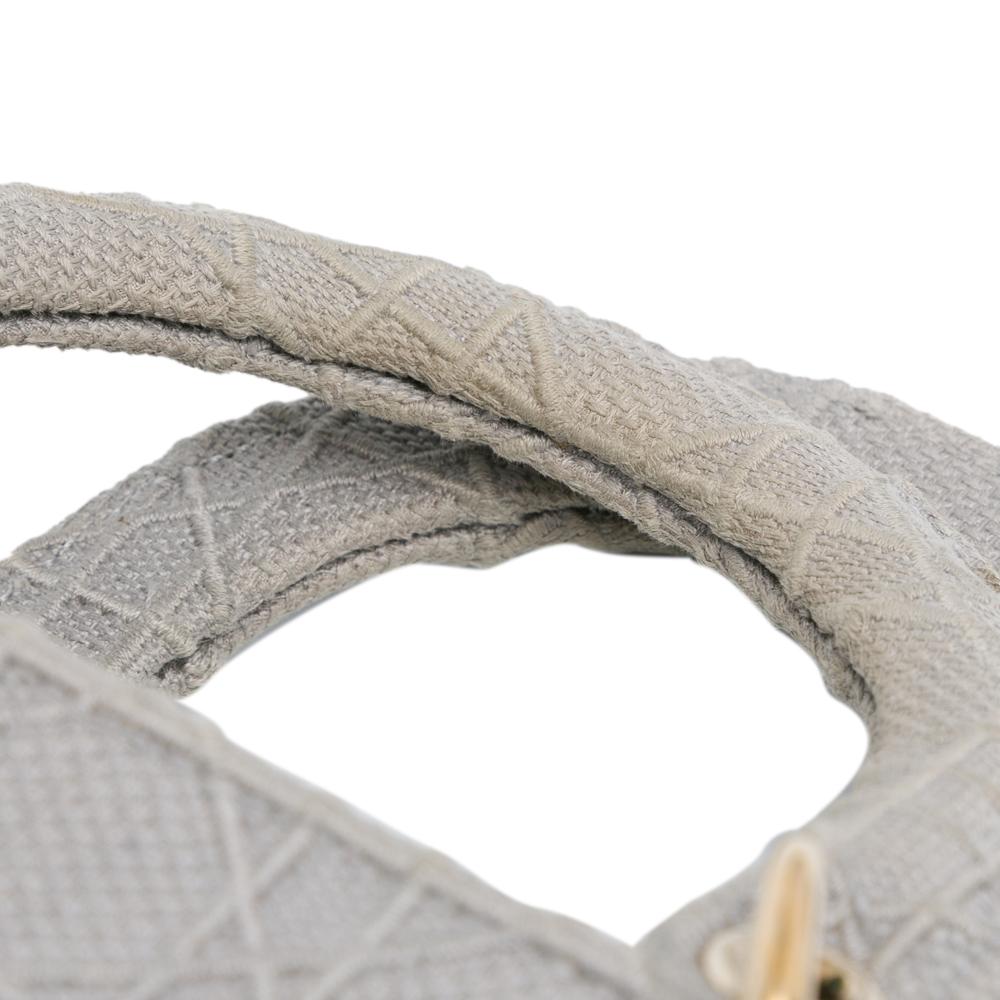 Christian Dior B Dior Gray Light Gray Canvas Fabric Medium Cannage Lady D Lite Italy