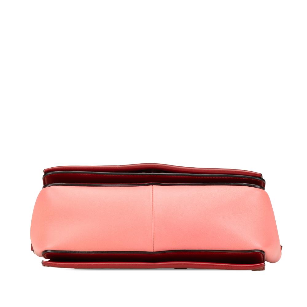 Celine B Celine Pink Salmon with Red Calf Leather Frame Shoulder Bag Italy