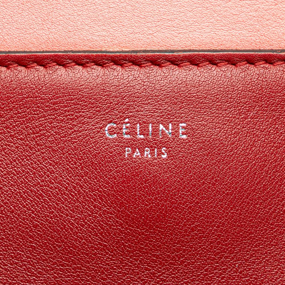 Celine B Celine Pink Salmon with Red Calf Leather Frame Shoulder Bag Italy