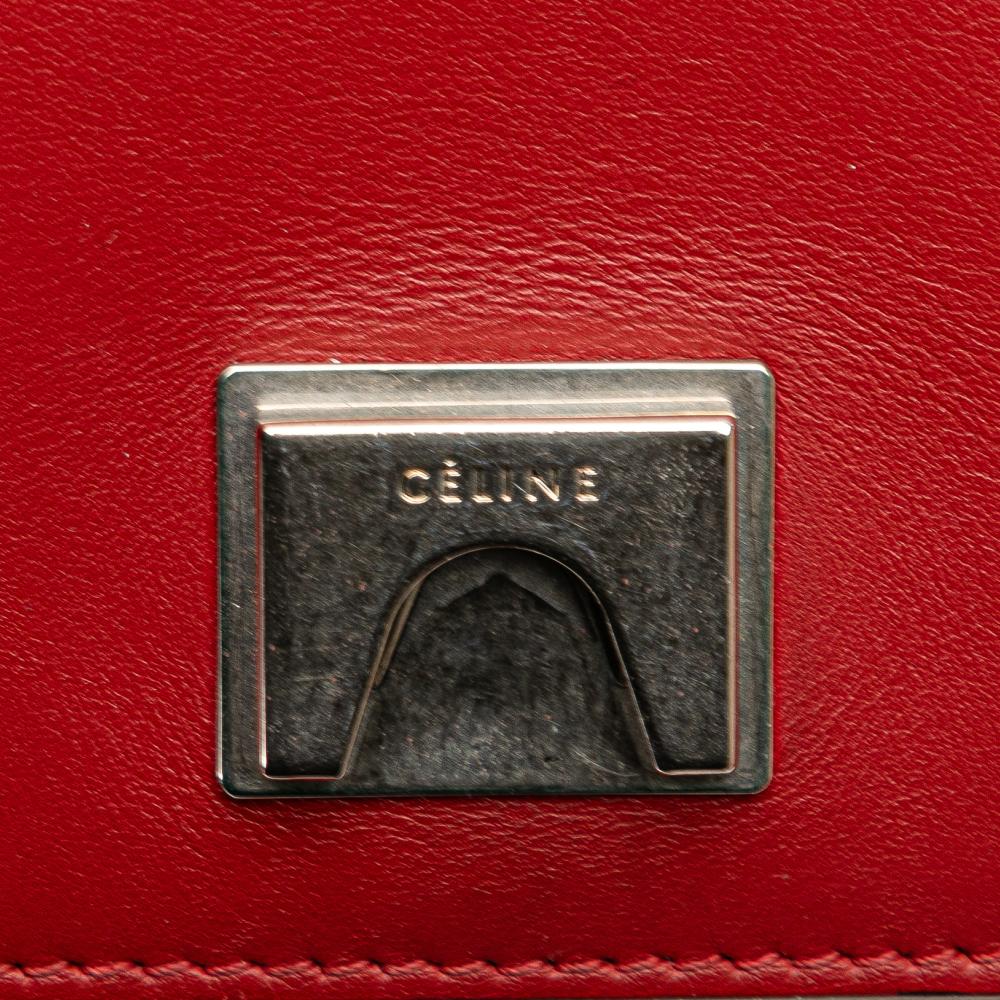 Celine B Celine Pink Salmon with Red Calf Leather Frame Shoulder Bag Italy