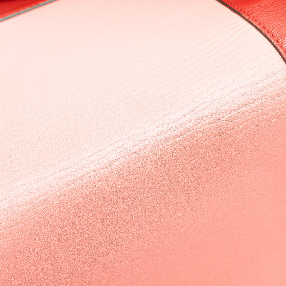 Celine B Celine Pink Salmon with Red Calf Leather Frame Shoulder Bag Italy