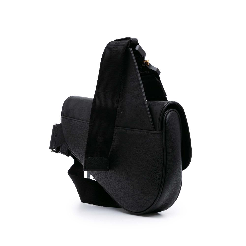 Christian Dior AB Dior Black Calf Leather Grained skin Saddle Bag Italy