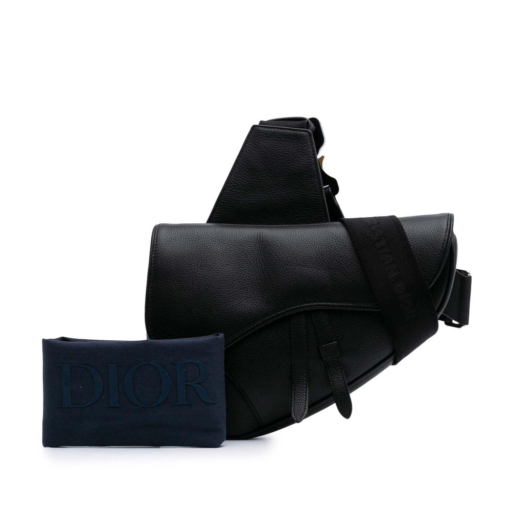 Christian Dior AB Dior Black Calf Leather Grained skin Saddle Bag Italy