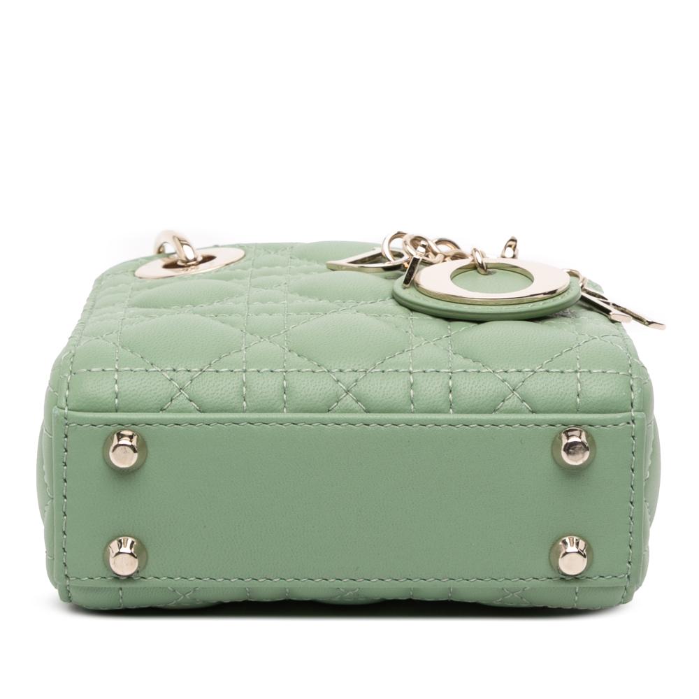 Christian Dior AB Dior Green Mint Lambskin Leather Leather Micro Lambskin Cannage Lady Dior Italy