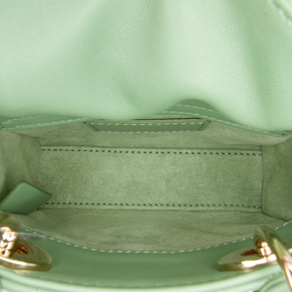 Christian Dior AB Dior Green Mint Lambskin Leather Leather Micro Lambskin Cannage Lady Dior Italy