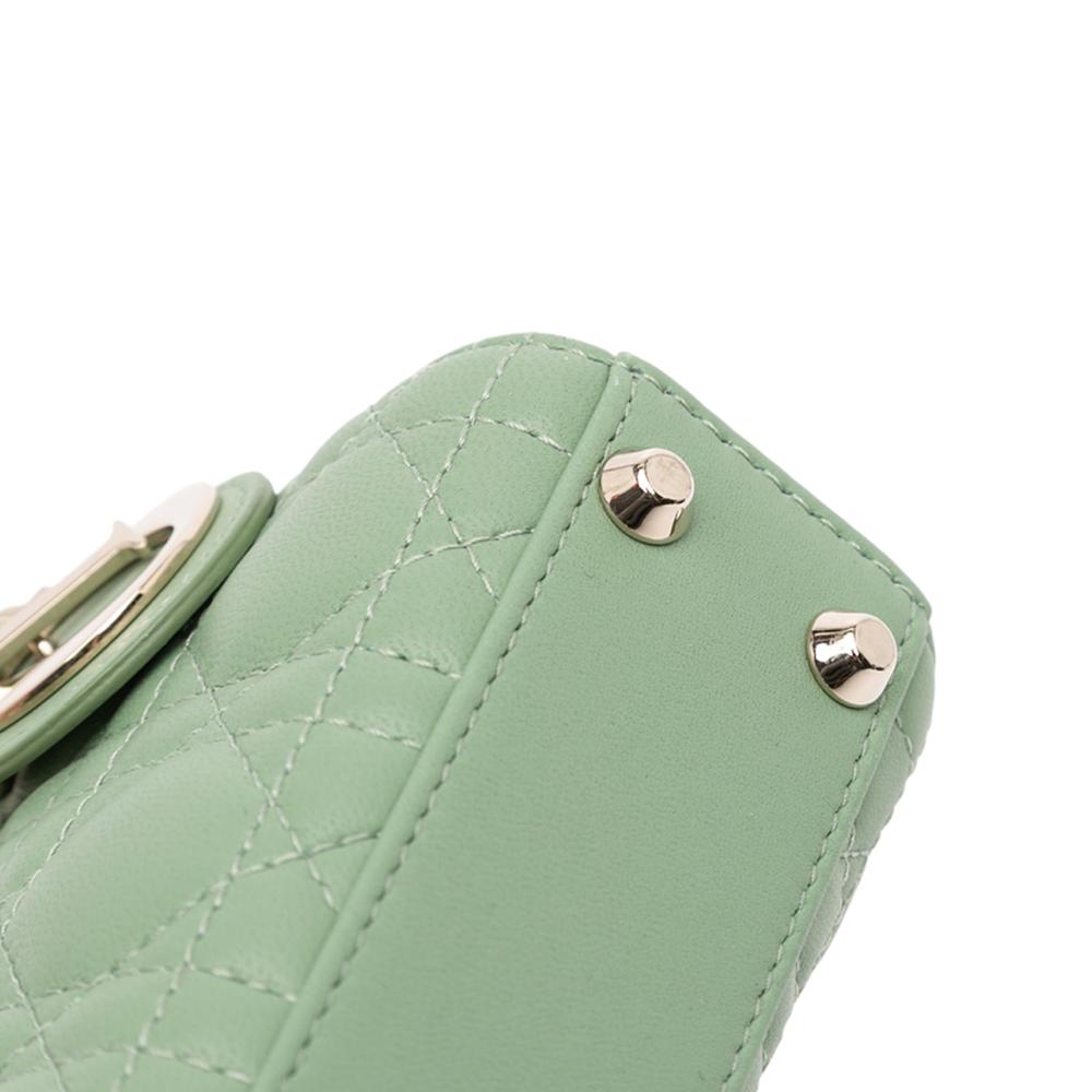 Christian Dior AB Dior Green Mint Lambskin Leather Leather Micro Lambskin Cannage Lady Dior Italy