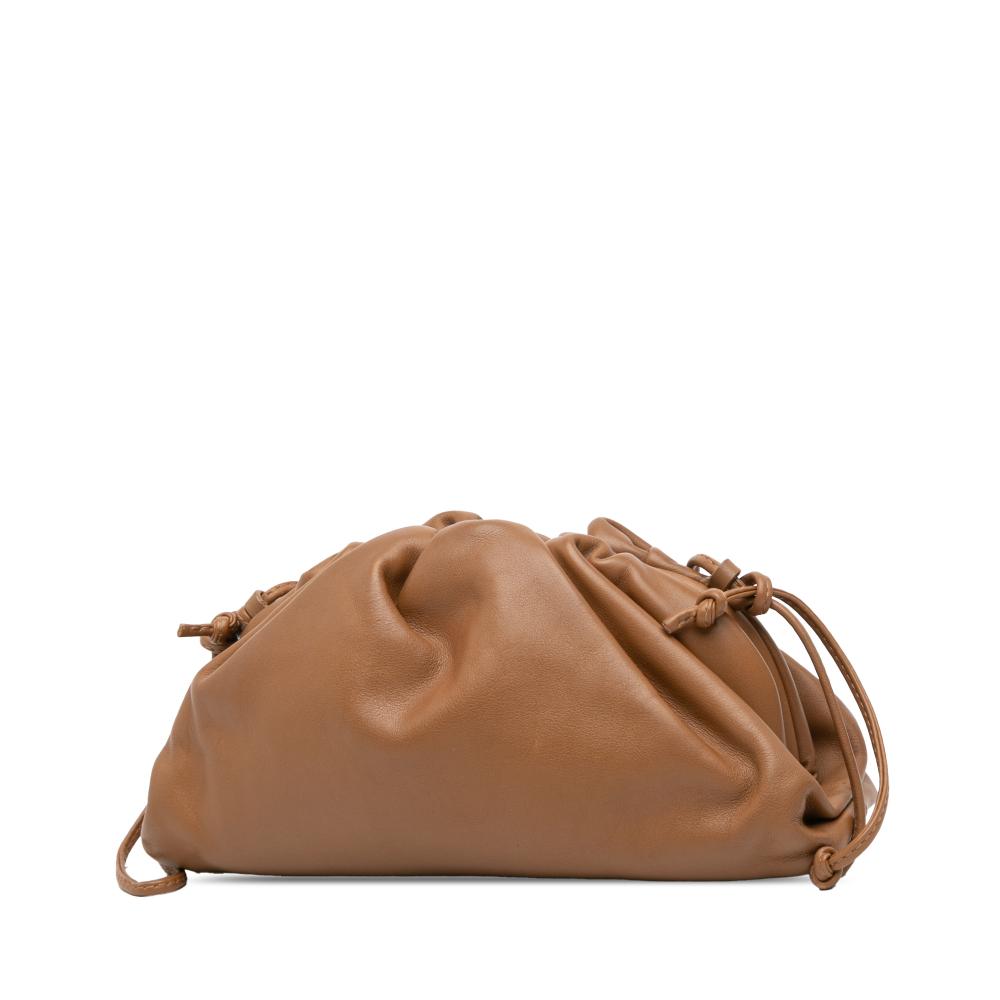 Bottega Veneta B Bottega Veneta Brown Lambskin Leather Leather Lambskin The Mini Pouch Crossbody Italy
