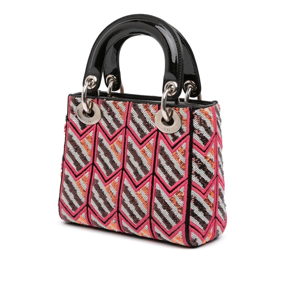 Christian Dior B Dior Pink Patent Leather Leather Mini Patent Sequined Lady Dior Italy