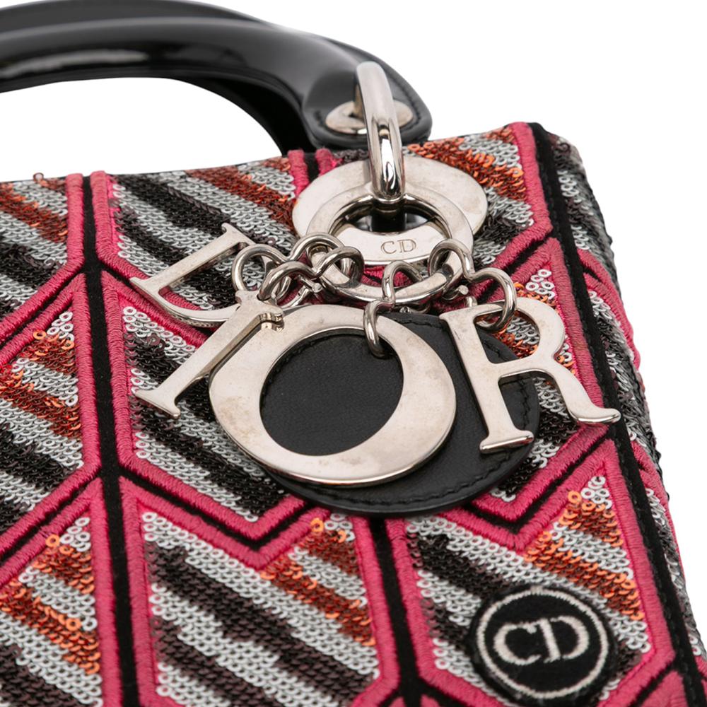 Christian Dior B Dior Pink Patent Leather Leather Mini Patent Sequined Lady Dior Italy