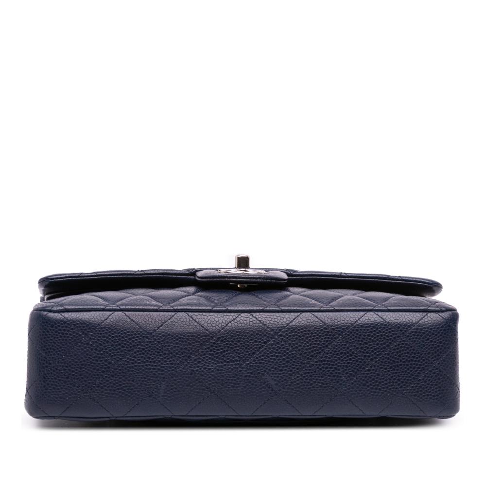 Chanel B Chanel Blue Navy Caviar Leather Leather Medium Classic Caviar Double Flap France