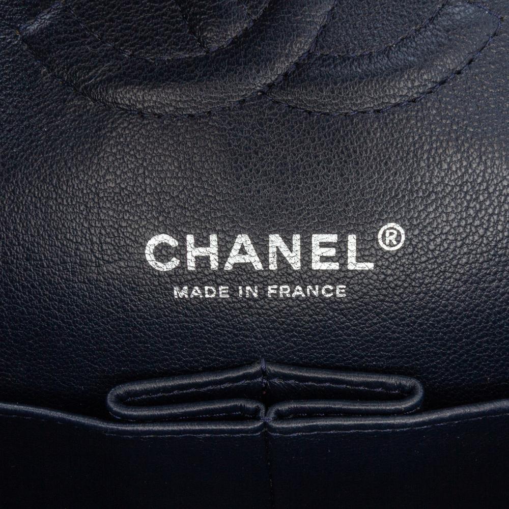 Chanel B Chanel Blue Navy Caviar Leather Leather Medium Classic Caviar Double Flap France