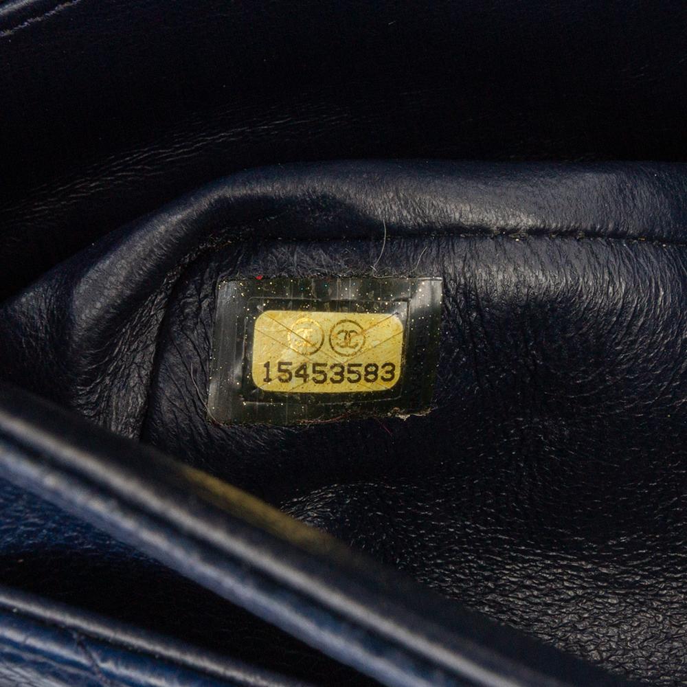 Chanel B Chanel Blue Navy Caviar Leather Leather Medium Classic Caviar Double Flap France