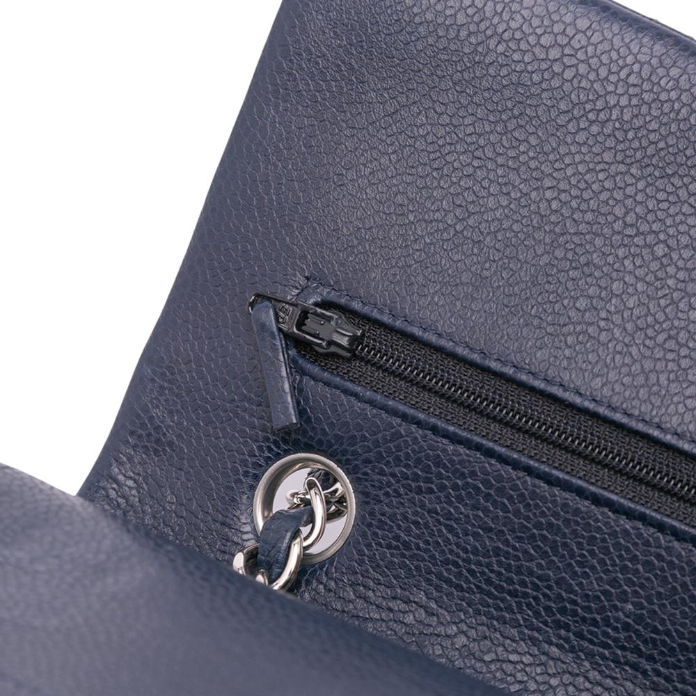 Chanel B Chanel Blue Navy Caviar Leather Leather Medium Classic Caviar Double Flap France