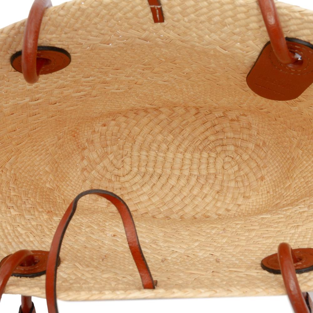 Loewe B LOEWE Brown Beige Raffia Natural Material Paulas Ibiza Small Anagram Tote Spain