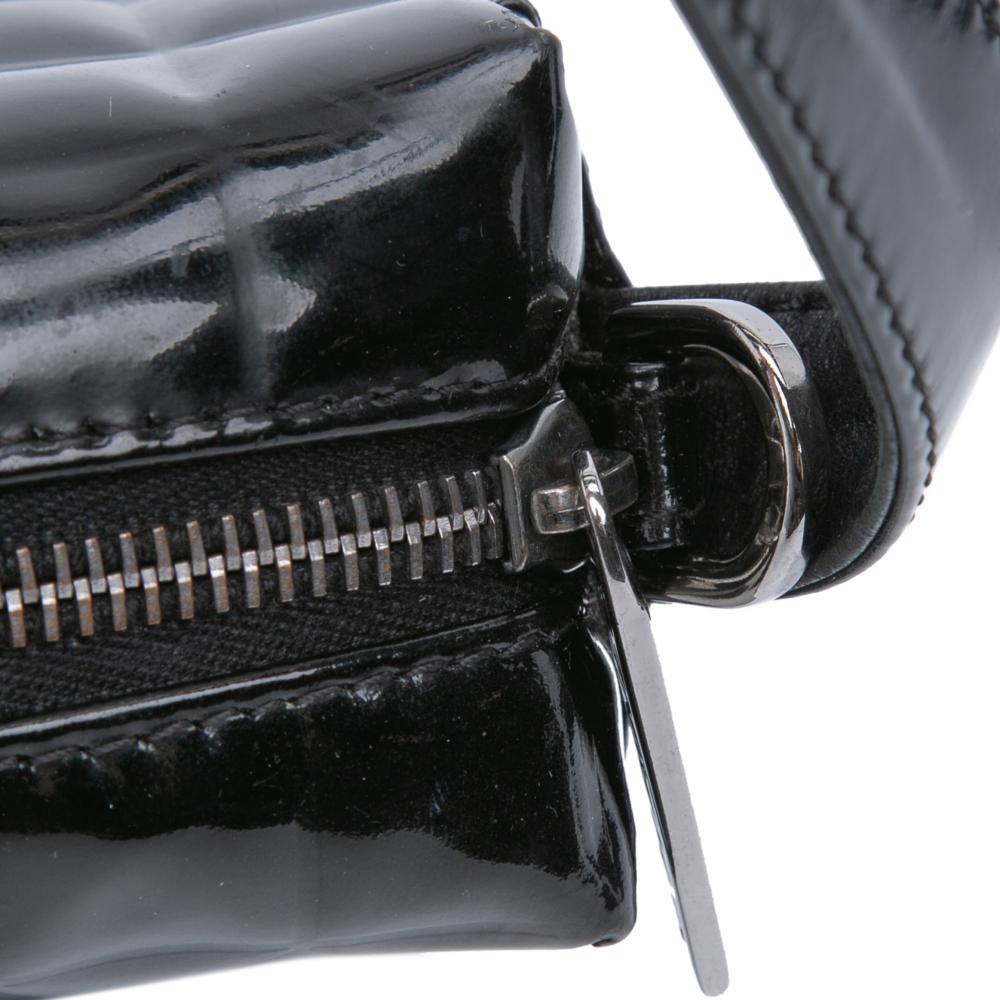 Chanel B Chanel Black Patent Leather Leather CC Chocolate Bar Patent Shoulder Bag France