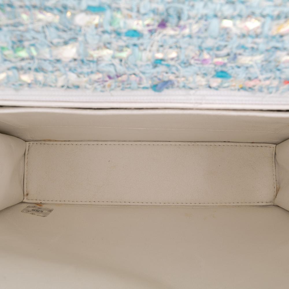 Chanel AB Chanel Blue Light Blue Tweed Fabric CC Confetti Flap France