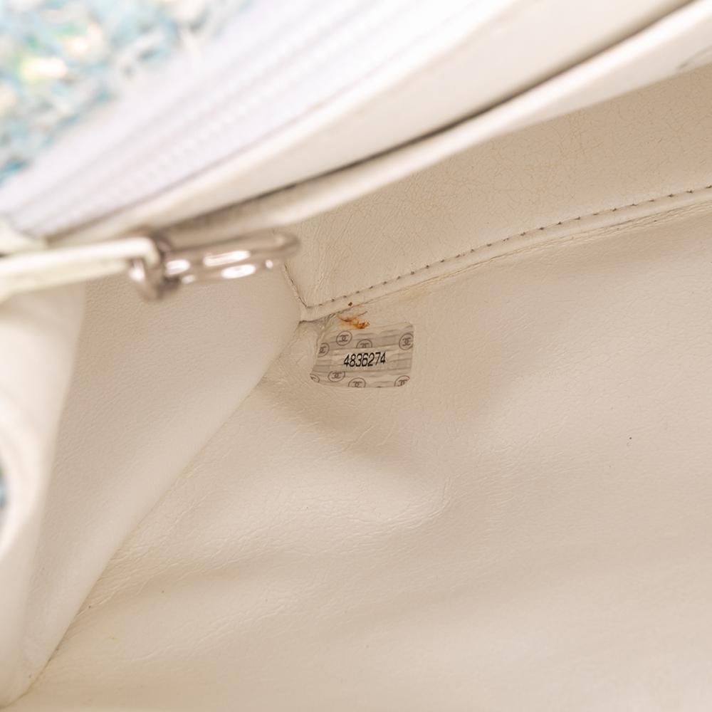 Chanel AB Chanel Blue Light Blue Tweed Fabric CC Confetti Flap France