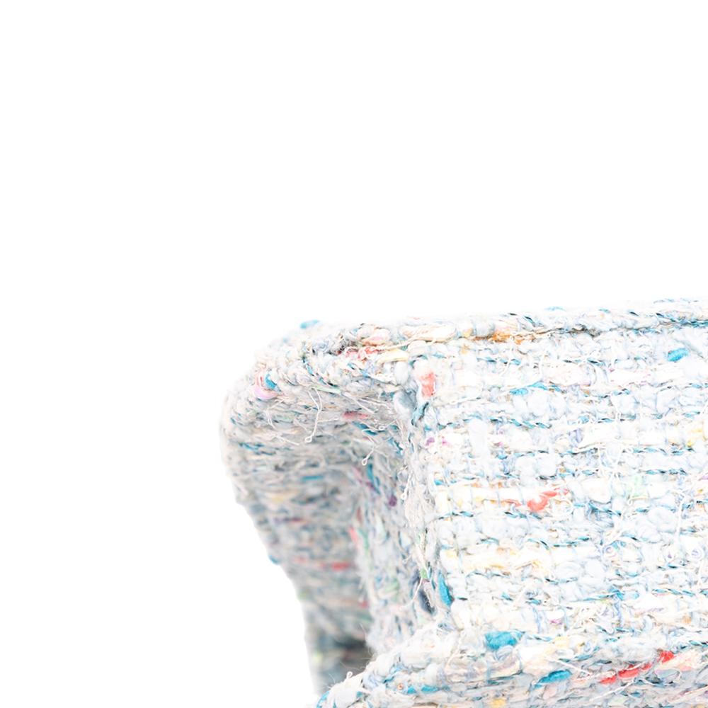 Chanel AB Chanel Blue Light Blue Tweed Fabric CC Confetti Flap France