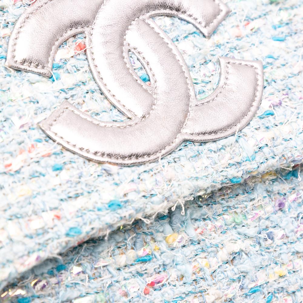 Chanel AB Chanel Blue Light Blue Tweed Fabric CC Confetti Flap France