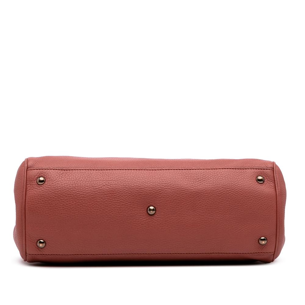 Gucci B Gucci Pink Rose Gold Calf Leather Medium skin Bamboo Shopper Satchel Italy