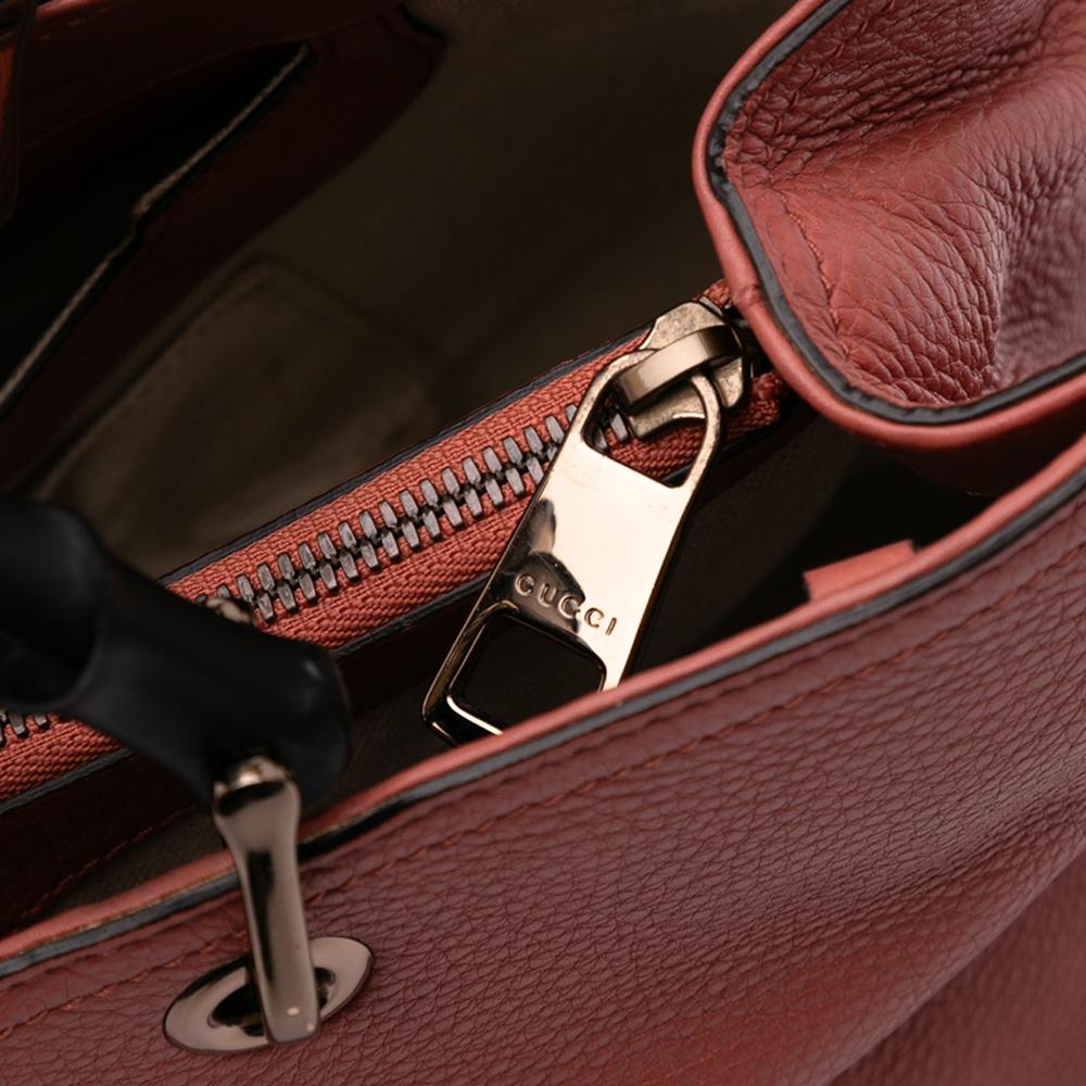 Gucci B Gucci Pink Rose Gold Calf Leather Medium skin Bamboo Shopper Satchel Italy