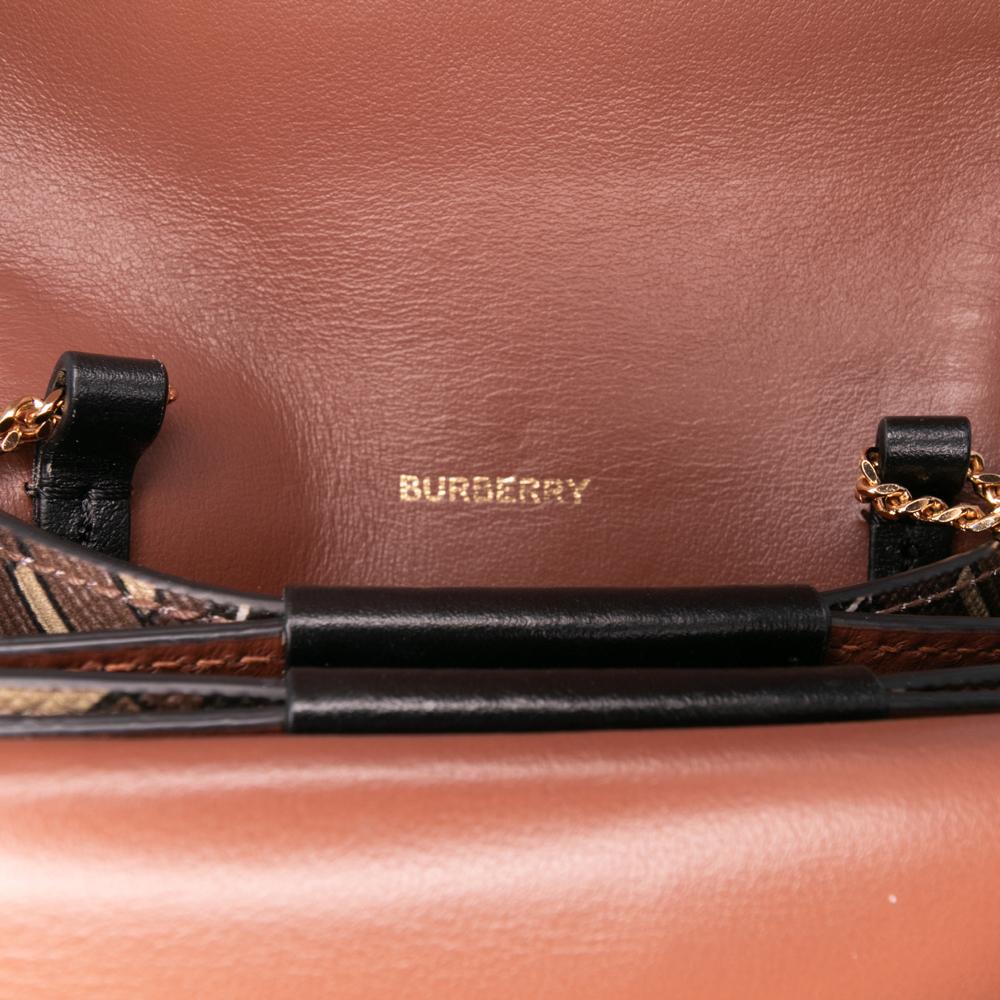 Burberry AB Burberry Brown Coated Canvas Fabric Monogram Stripe E-Canvas Jessie TB Wallet On Chain Moldova