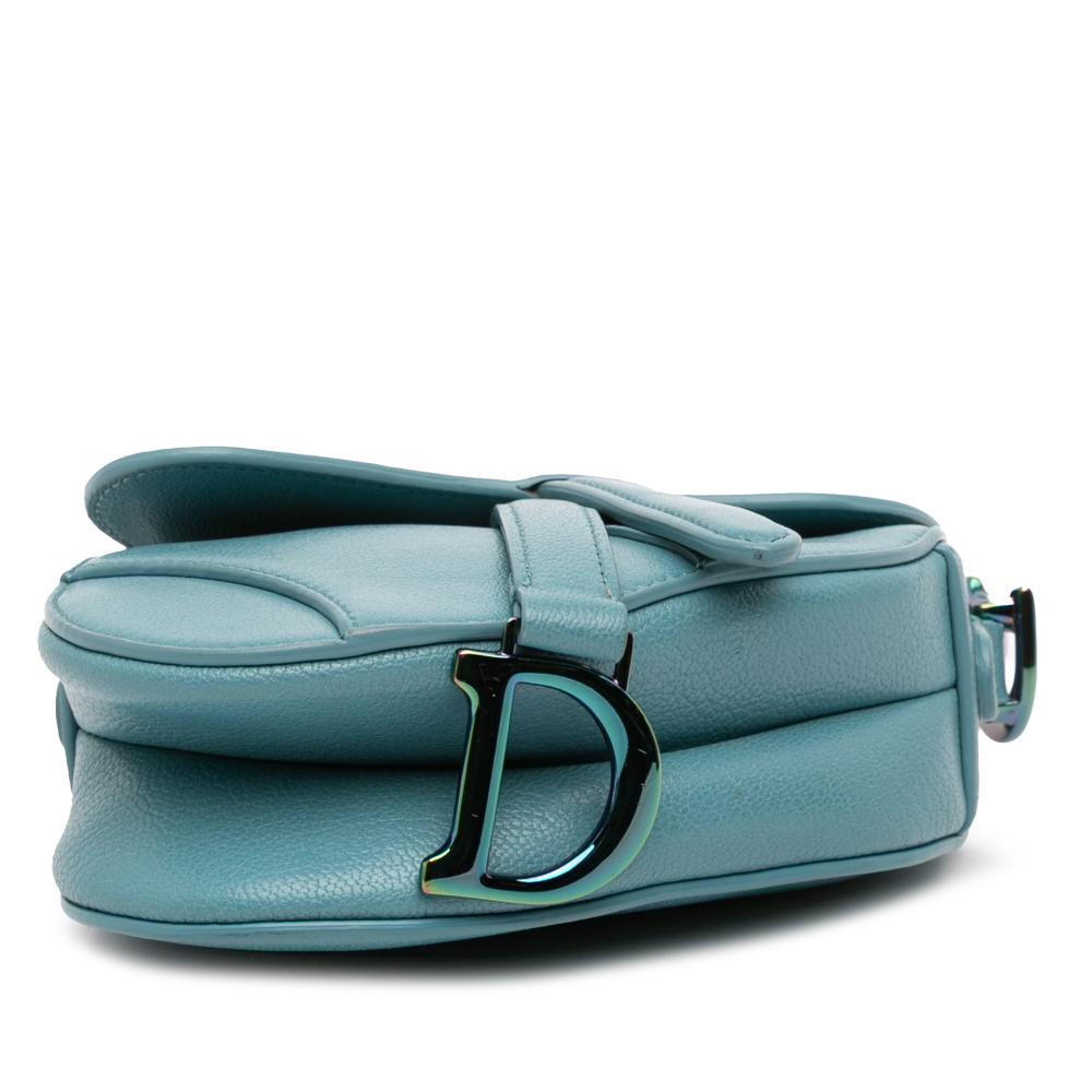 Christian Dior AB Dior Blue Light Blue Goatskin Leather Micro Saddle Bag Italy