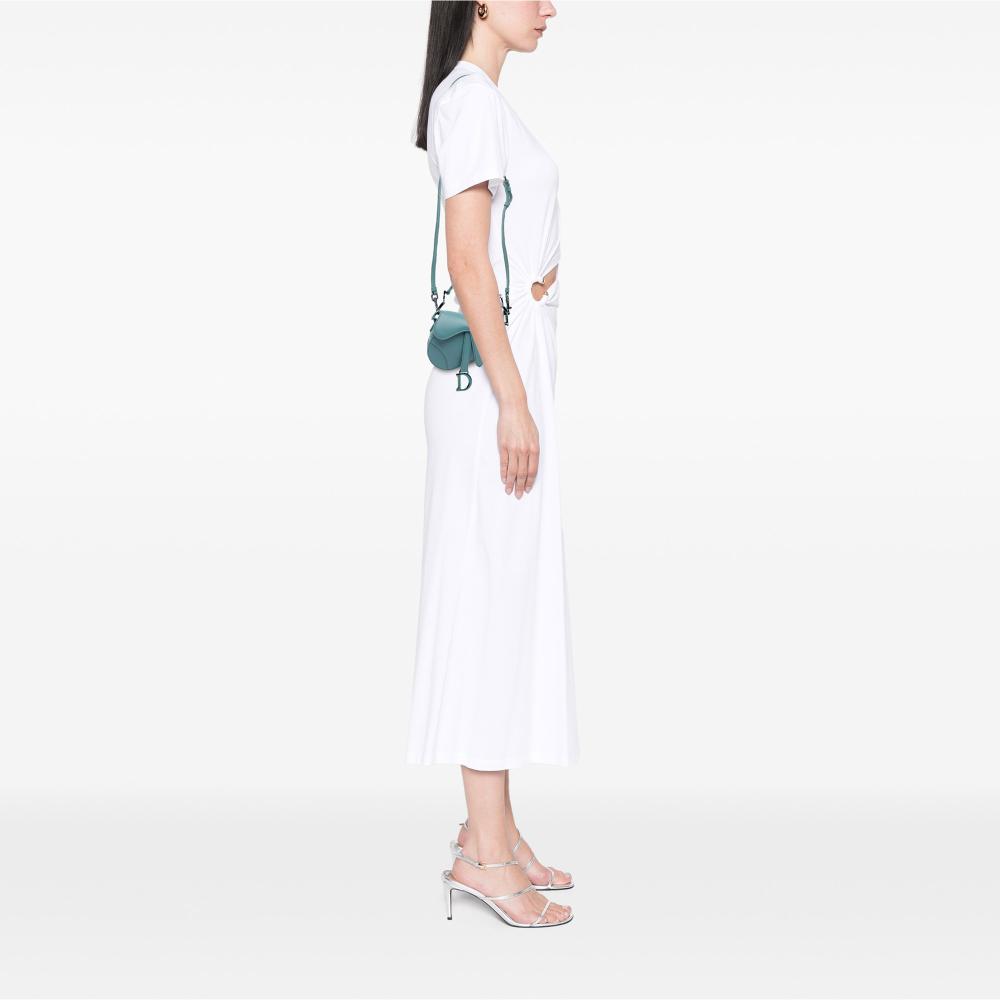 Christian Dior AB Dior Blue Light Blue Goatskin Leather Micro Saddle Bag Italy