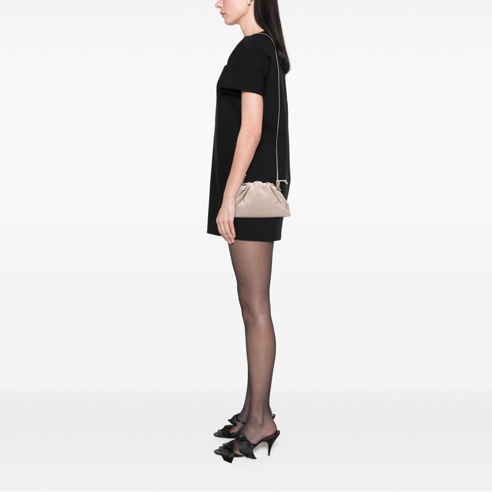 Bottega Veneta B Bottega Veneta Brown Light Beige Lambskin Leather Leather Lambskin The Mini Pouch Crossbody Italy