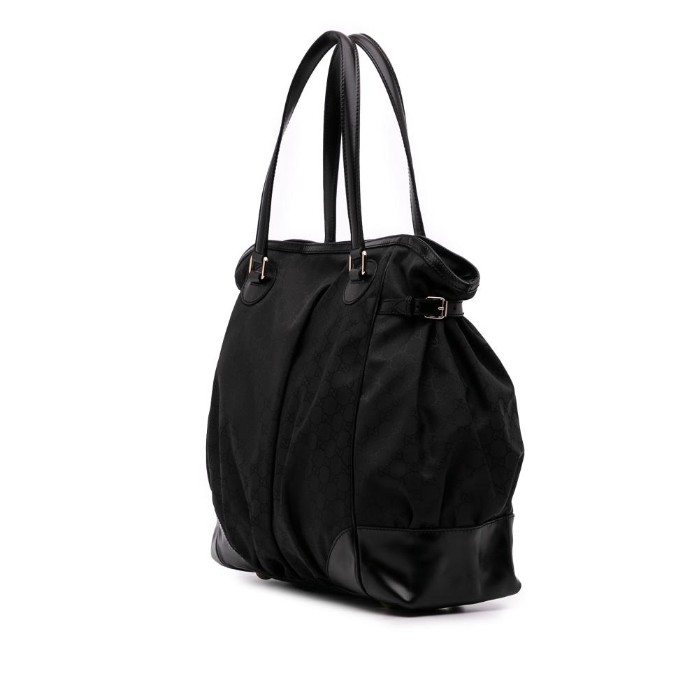 Gucci B Gucci Black Nylon Fabric GG Full Moon Tote Italy