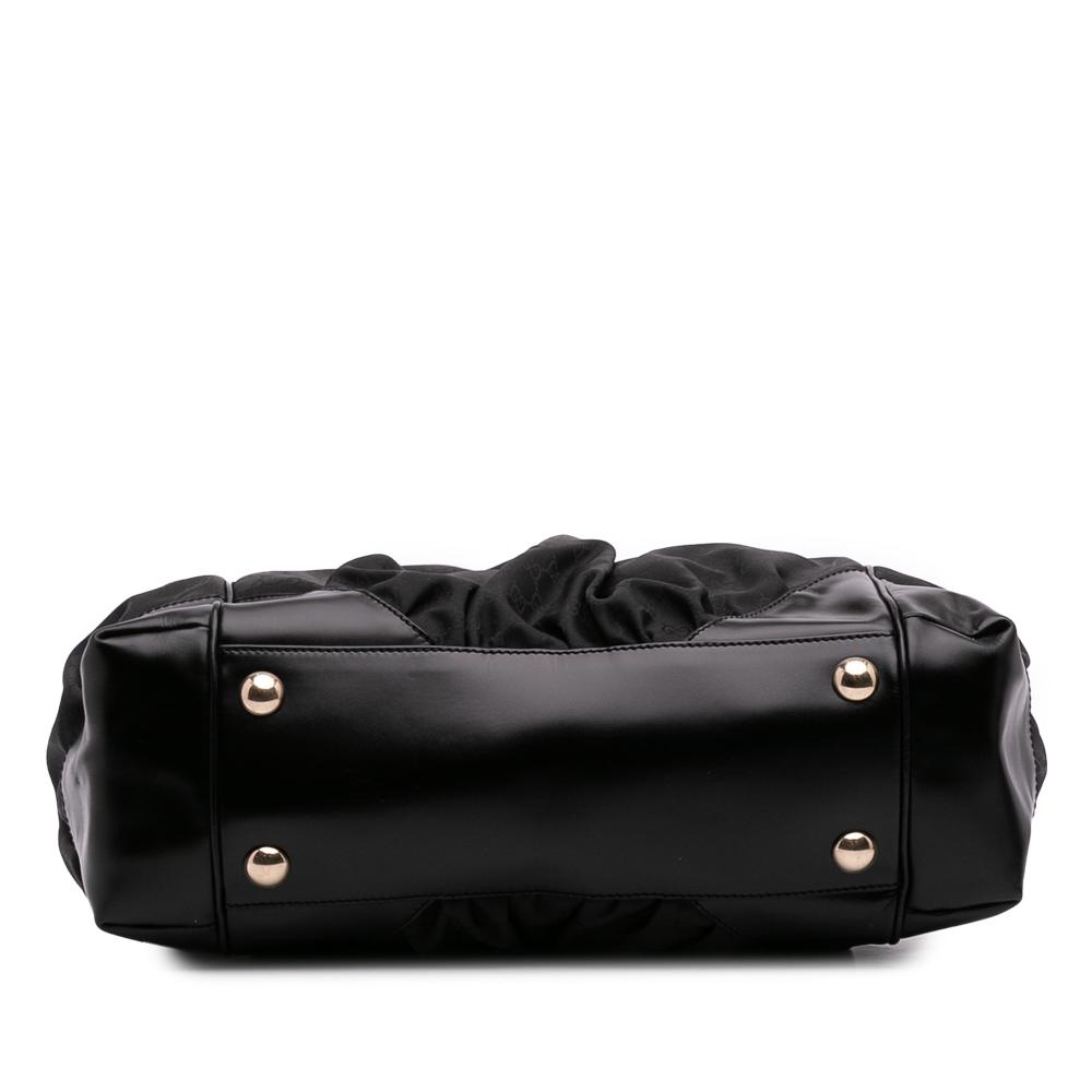 Gucci B Gucci Black Nylon Fabric GG Full Moon Tote Italy
